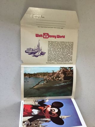 Vintage 1970 ' s Walt Disney World Florida Postcard Foldout Album 26 Photos 3