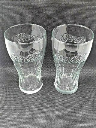 Vintage Clear Ribbed Embossed Coca Cola Soda Fountain Glass Tumblers