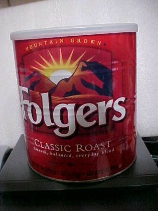 Vintage Folgers Classic Roast Steel Coffee Can W/lid (folgers20 - 3)