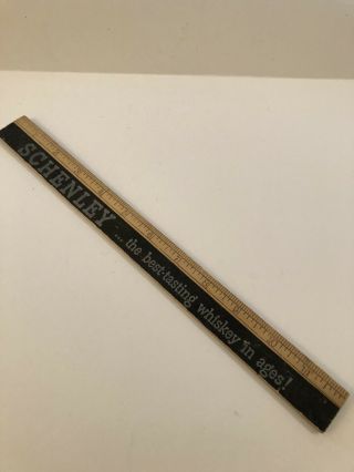 Vintage Advertising Wood 12 " Ruler 1950s Schenley Whiskey Wisconsin