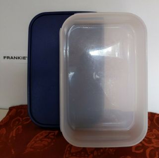 Tupperware Storage Container Modular Mates 8.  5 Cups Rectangle Blue Lid (b6)