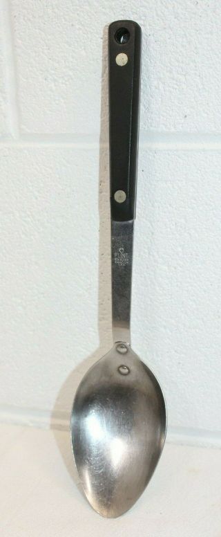 Vintage Ekco Usa Stainless Steel Vanadium Black Riveted Handle Serving Spoon Guc
