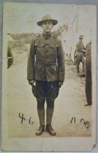Wwi U.  S.  Army Soldier Real Photo Postcard Rppc Vintage