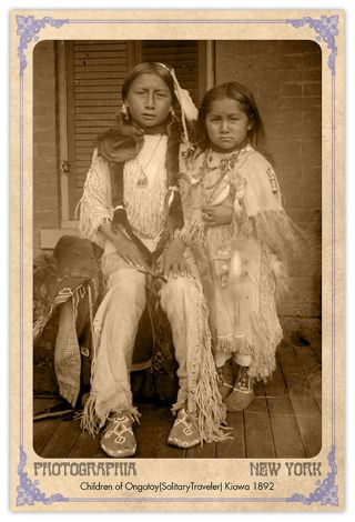 Kiowa Children 1892 Vintage Photograph A,  Reprint Cabinet Card Cdv