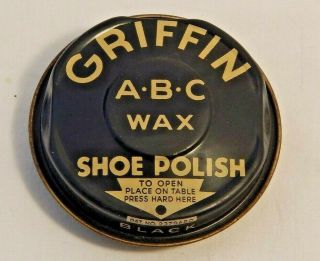 Vintage Abc Wax Shoe Polish Black Tin Can Advertising Decor