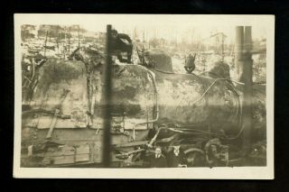 Real Photo Postcard Rppc Train Wreck View Wwi Era Disaster Vintage