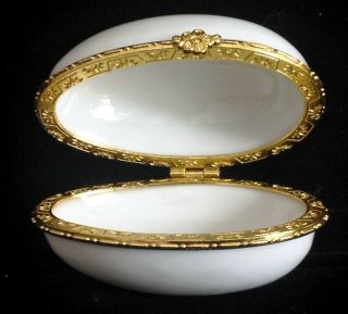 Hinged White Porcelain Egg Trinket Box
