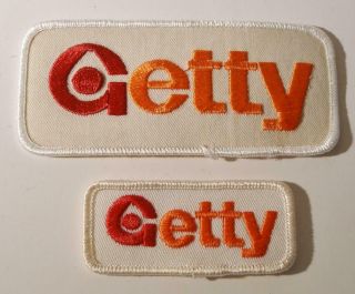 2 Getty Oil Gas Employee Embroidered Patch Advertising Old Stock