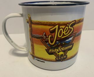 Vintage Joe Camel Joe’s Fish And Game Club Enamelware Tin Coffee Mug 1993 Retro