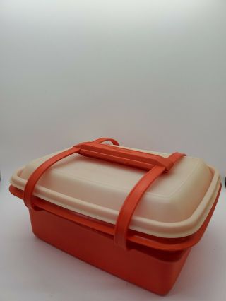 Vintage Tupperware Red 1254 Pak N Carry Lunch Box With Handle Pack