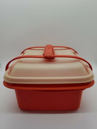 Vintage Tupperware Red 1254 Pak n Carry Lunch Box With Handle Pack 3