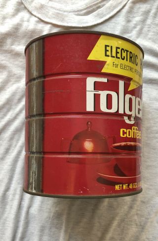 VTG FOLGER ' S ELECTRIC PERC COFFEE TIN 48 OZS.  (3 LBS. ) - No Top 3