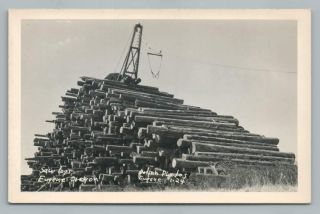 " Saw Logs " Eugene Oregon Rppc Vintage Logging Lumber Dotson Photo 1940s