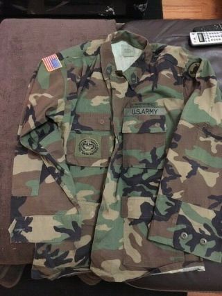 Army Us Military Woodland Camo Shirt Jacket Bdu Large 8415 - 01 - 084 - 1656