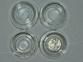 4 Thick Clear Glass Furniture Coaster Caster Cups Vintage Fits 1 5/8 " Leg
