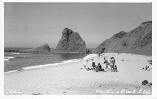 Rppc Martins Beach,  Ca Half Moon Bay San Mateo Blair Photo 1953 Vintage Postcard