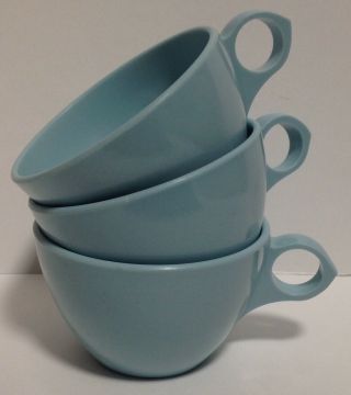 Vintage Windsor Melmac Aqua Blue Cups Set Of 3