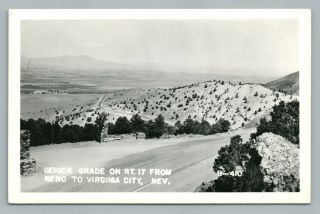 Geiger Grade Reno To Virginia City Road Rppc Route 17 Roadside Vintage Photo 40s
