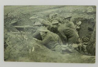 Vintage Postcard Wwi French Machine Gun Fighting War Postal Card Military Photo