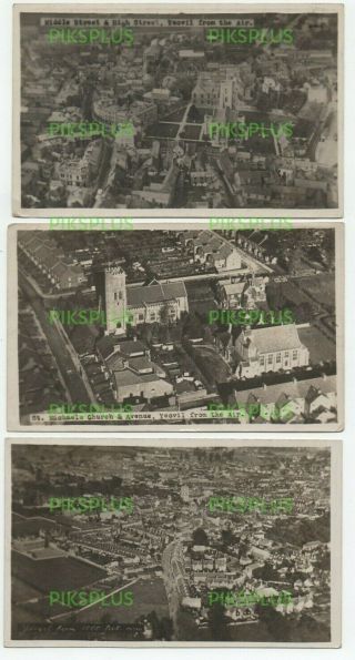 Aerial View Postcards Yeovil Somerset High Street Etc Real Photos Vintage 1920s