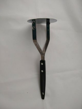 Vintage Solid Blade Potato Masher Black Handle Stainless Steel 9 1/2 "