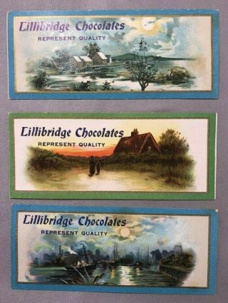 3 C 1900 Lillibridge Chocolates Victorian Advertising Trade Cards