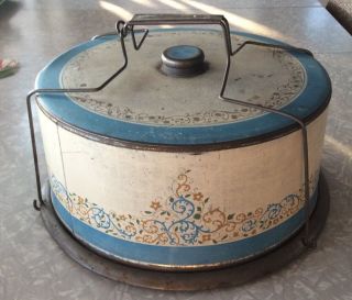 Antique Vintage Retro Metal Tin Cake Carrier With Handle