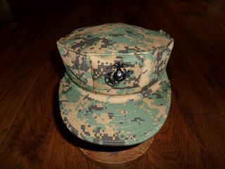 Marine Corps Style Utility Hat U.  S.  M.  C Digital Woodland Cap Size X - Large 7 3/4
