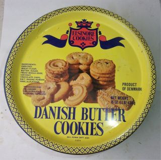 Vintage Elsinore Danish Butter Cookies Advertising Tin Empty Denmark