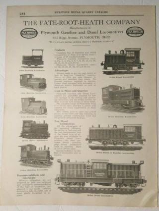 1928 Vintage Print Ad Fate Root Heath Company Plymouth Ohio Locomotives Pic