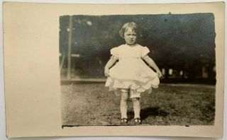 Vintage Real Photo Postcard Grumpy Girl In A Dress 1910s Early Divided Back