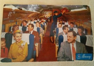 015 Vtg American Airlines Dc 7 Mercury Rppc Photo Postcard Cabin Passengers 1954