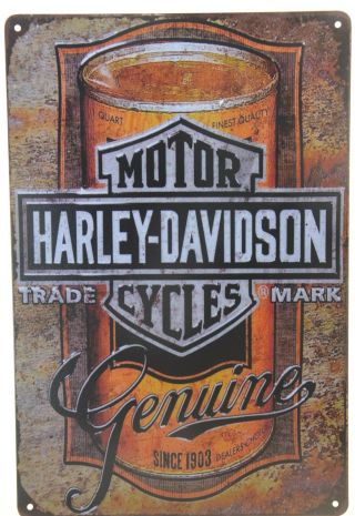 Harley Davidson Motorcycle Oil Can Quart Garage Retro Metal Tin Sign 8x12 "