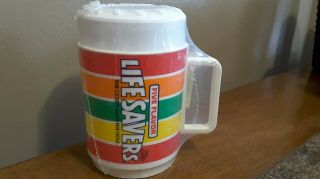 Vintage Deka Plastic Life Savers Mug Sippy Cup Drink Glass White Lid