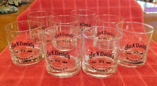 Eight (8) Jack Daniels Old No 7 Brand - Gold Print - Lowball Whiskey Glasses