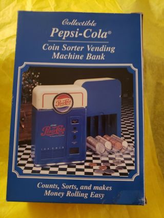 Collectible Pepsi - Cola Coin Sorter Vending Machine Bank.  1998 W/org.  Box