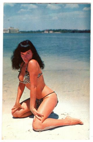 Bettie Betty Page Classic Bunny Yeager Bikini Photo Postcard Vintage 1960 