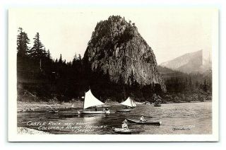 Vintage Postcard Rppc Castle Rock Columbia River Highway Oregon Weister Photo V1