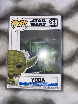Tom Kane Signed Yoda Star Wars The Clone Wars Funko Pop With Inscription