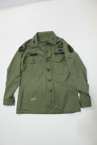 U.  S Vietnam War Era Od Green Long Sleeve Feild Shirt Date Unknown Size 15.  5 " X33 "