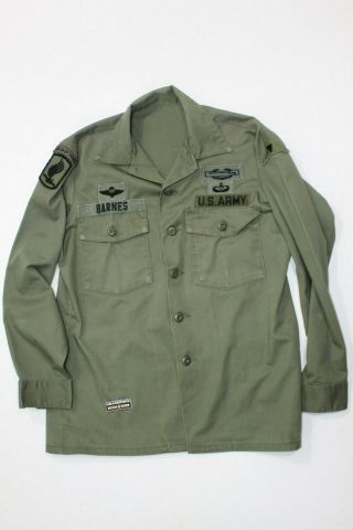U.  S Vietnam War Era Od Green Long Sleeve Feild Shirt Date Unknown Size 15.  5 " X34 "