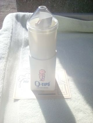 Vintage Q - Tips Cotton Swabs Plastic Dispenser - Old Stock