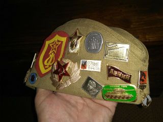 Pilotka Cap Military Hat Russian Soviet Union Ussr Patches Pins Emblems -