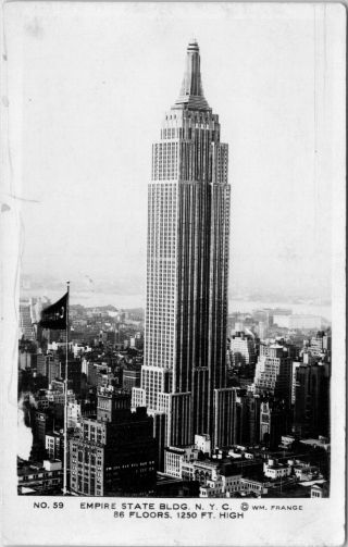 Vintage Rppc Real Photo Postcard York City Empire State Building