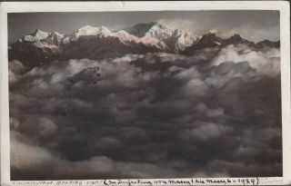 1929 India Darjeeling Himalaya Kinchinsunga Mountains Vintage Real Photo Ppc