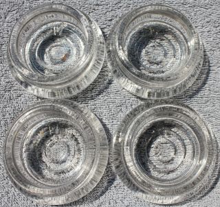 4 Vintage Clear Glass 2 5/8 " Furniture Coasters Floor Protectors Anchor Hocking