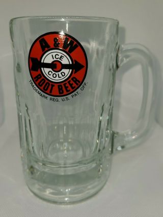 Heavy Glass A&w Root Beer Mug Arrow Logo