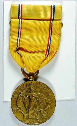 Wwii Us American Defense Medal,  Slot Brooch Ribbon Bar,  Navy Usmc 1939 - 1941,  A37