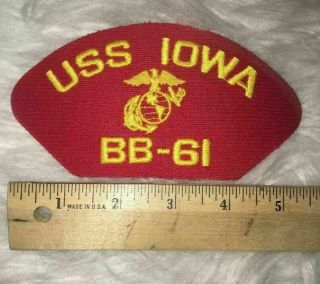 Vintage Nos Patch Uss Iowa Bb - 61 Red Embroidered Navy Ship Usa Naval