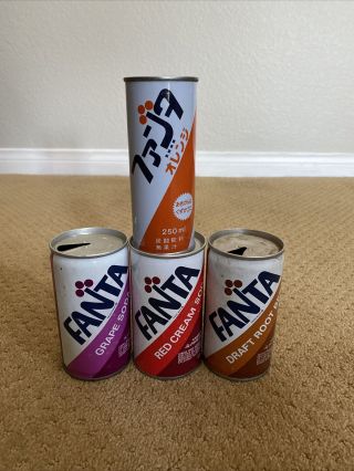 Cool Fanta Old Vintage 12 Oz Steel Pull Tab Soda Cans 1970s (1 Japanese)
